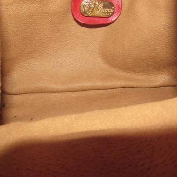 Gucci Vintage Red 2-Way Purse Coated Canvas Small G Logo - Picture 7 of 9